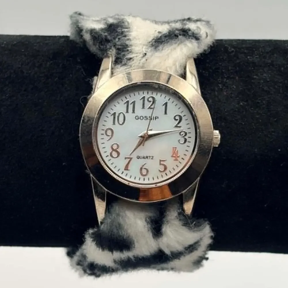 Silver & White Leopard Gossip Watch